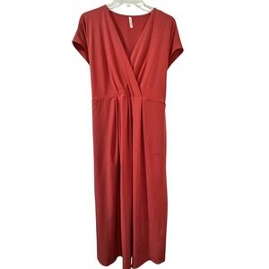Halara Breezeful Dress XL Terracotta Red V-Neck Back Tie NWT